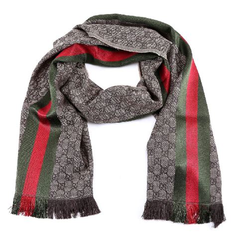 gucci gg jacquard knitted scarf with web|gucci wool scarf women's.